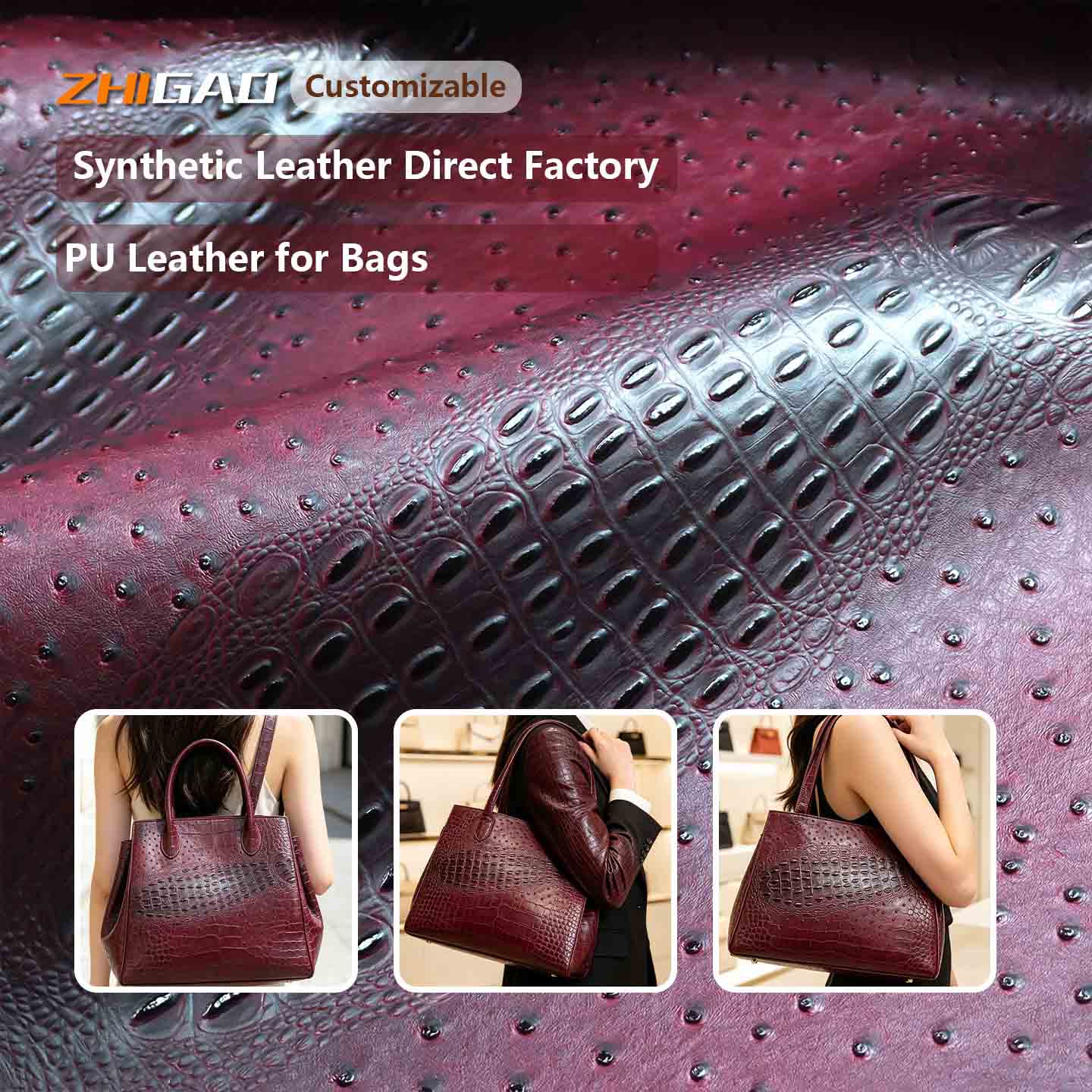 Premium Faux Ostrich Leather Material Premium Faux Ostrich Leather Material